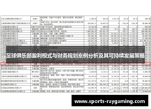 足球俱乐部盈利模式与财务规划案例分析及其可持续发展策略